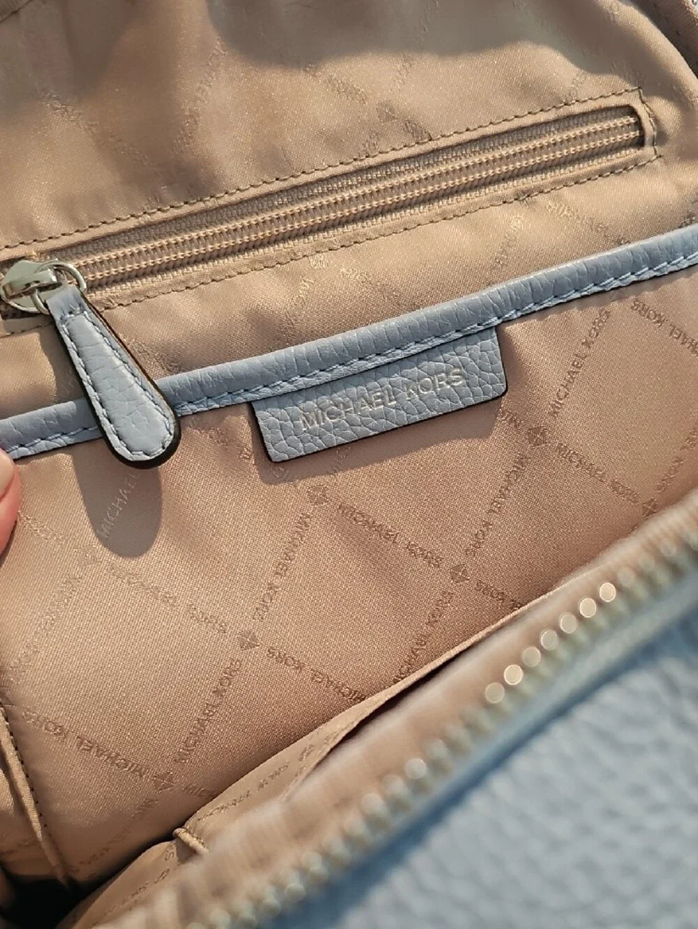 Michael Kors Powder Blue Pebbled Leather Mini Backpack